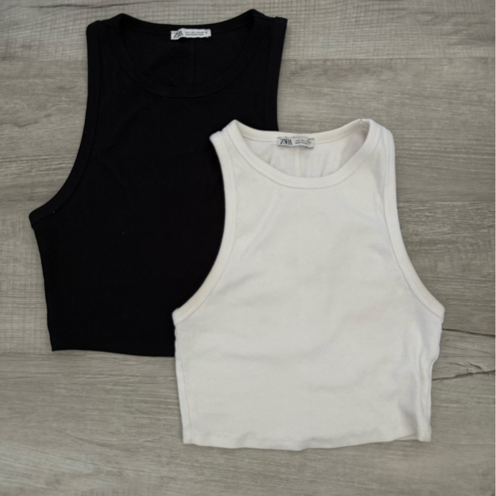 Zara Black and White Basic Ribbed Knitwear Set